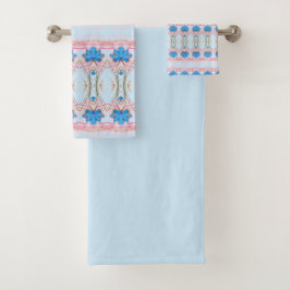 Icy Blue Floral Towel Set Bad Handdoek