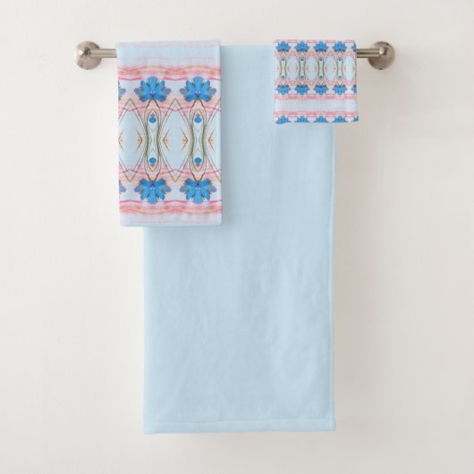  Icy Blue Floral Towel Set Bad Handdoek (Insitu)