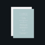 Icy Blue Formal Church Wedding Invitation Kaart<br><div class="desc">Elegant Icy Blue trouwuitnodiging. Beide ouders hebben een lijst. Eenvoudig script. De ontwerper van het contact voor veranderingen in dit ontwerp (kleur,  ouders,  aantal plaatsen) Twee plaatsen. Kerk.</div>