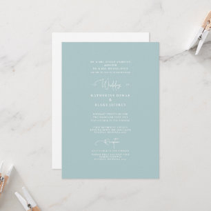 Icy Blue Formal Church Wedding Invitation Kaart