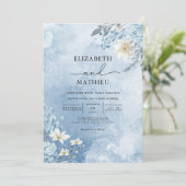 Icy Blue Frost Bloom Wedding Kaart (Staand voorkant)