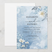 Icy Blue Frost Bloom Wedding Kaart (Voorkant / Achterkant)