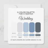 Icy Blue Frosted Gray Winter Wedding Palette Card Kaart (Achterkant)