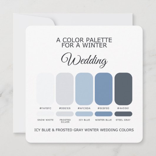 Icy Blue Frosted Gray Winter Wedding Palette Card Kaart (Voorkant)