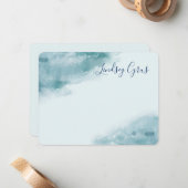 Icy Blue Frosted Waterverf Notitiekaartje (Voorkant / Achterkant in situ)