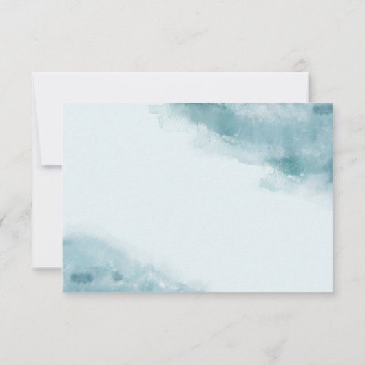 Icy Blue Frosted Waterverf RSVP Kaartje (Achterkant)
