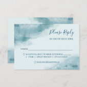 Icy Blue Frosted Waterverf RSVP Kaartje (Voorkant / Achterkant)