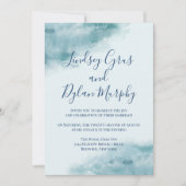 Icy Blue Frosted Waterverf Wedding Kaart (Voorkant)