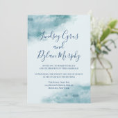 Icy Blue Frosted Waterverf Wedding Kaart (Staand voorkant)