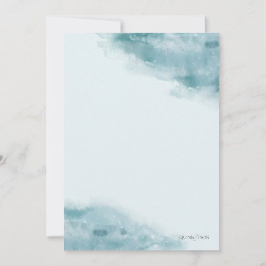 Icy Blue Frosted Waterverf Wedding Kaart (Achterkant)