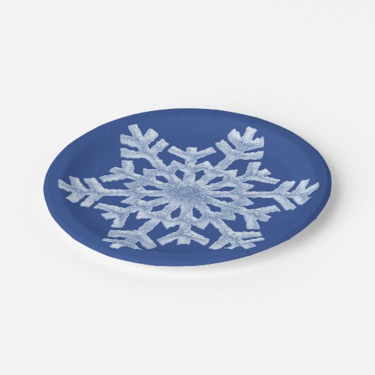 Icy Blue Frozen Snowflake Frosty Winter Kerstmis Papieren Bordje (Gekanteld)