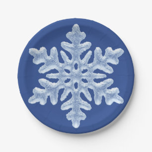 Icy Blue Frozen Snowflake Frosty Winter Kerstmis Papieren Bordje