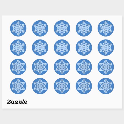 Icy Blue Frozen Snowflake Frosty Winter Kerstmis Ronde Sticker (Vel)