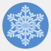 Icy Blue Frozen Snowflake Frosty Winter Kerstmis Ronde Sticker (Voorkant)