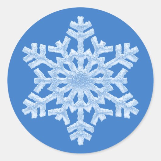 Icy Blue Frozen Snowflake Frosty Winter Kerstmis Ronde Sticker (Voorkant)