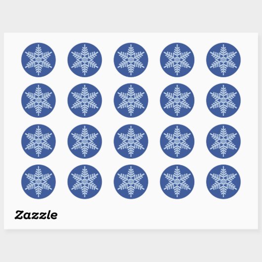 Icy Blue Frozen Snowflake Frosty Winter Kerstmis Ronde Sticker (Vel)