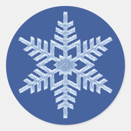 Icy Blue Frozen Snowflake Frosty Winter Kerstmis Ronde Sticker (Voorkant)