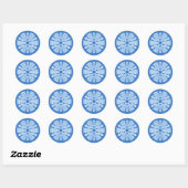 Icy Blue Frozen Snowflake Frosty Winter Kerstmis Ronde Sticker (Vel)