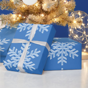Icy Blue Frozen Snowflakes, bevroren Kerstmis Cadeaupapier