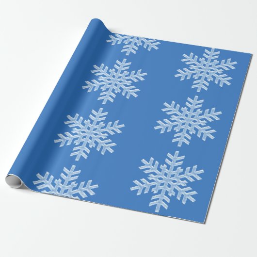 Icy Blue Frozen Snowflakes, bevroren Kerstmis Cadeaupapier (Uitgerold)