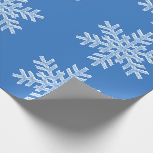 Icy Blue Frozen Snowflakes, bevroren Kerstmis Cadeaupapier (Hoek)