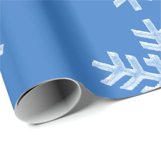 Icy Blue Frozen Snowflakes, bevroren Kerstmis Cadeaupapier (Rol Hoek)