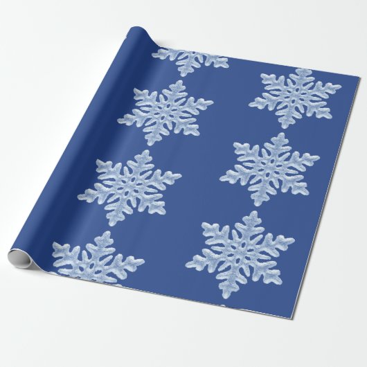 Icy Blue Frozen Winter Frosty Snowflakes kerst Cadeaupapier (Uitgerold)