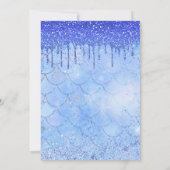 Icy Blue Glitter Drip Zeemeermin Sweet 16 Foto Kaart (Achterkant)