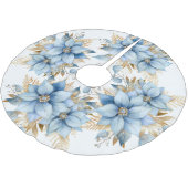 Icy Blue Gold Poinsettia Bloem Kerstmis Kerstboom Rok (Gekanteld)