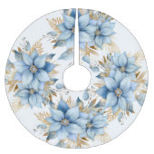 Icy Blue Gold Poinsettia Bloem Kerstmis Kerstboom Rok (Voorkant)