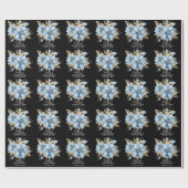 Icy Blue Gold Poinsettia Bloem Kerstmis | NAAM Cadeaupapier (Vlak)