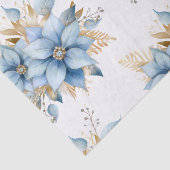 Icy Blue Gold Poinsettia Bloem Kerstmis | NAAM Tissuepapier (Detail)