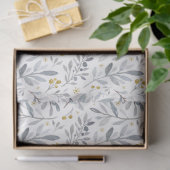 Icy Blue Gold Waterverf Winter Botanische Patroon Tissuepapier (Geschenk)