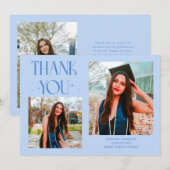 Icy Blue Graduate Bedankt 2-Foto  Aankondiging (Voorkant / Achterkant)