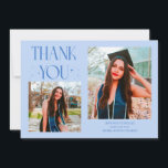 Icy Blue Graduate Thank You 2-Photo  Aankondiging<br><div class="desc">Modern and whimsical graduation announcement photo card featuring 2 photos on the front and 1 on the back. The text says "THANK YOU" with twinkling stars. Add the graduate's name,  information,  and message to personalize this card. Icy blue.</div>