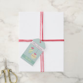 Icy Blue Graphic Polkadotted Kerstversieringen Cadeaulabel (Met Touw)