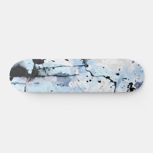 Icy Blue Grunge Crackle Abstract Skateboard (Horizontaal)