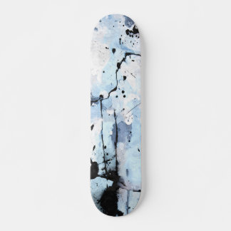 Icy Blue Grunge Crackle Abstract Skateboard