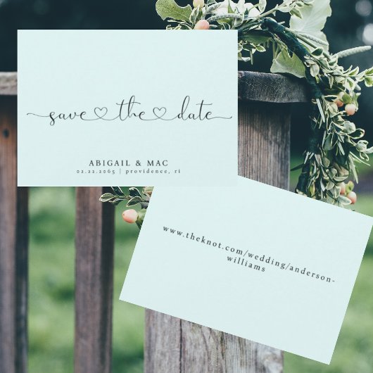 Icy Blue Heart Font Bewaar de datum Save The Date