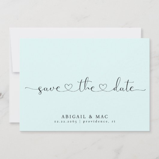 Icy Blue Heart Font Bewaar de datum Save The Date (Voorkant)