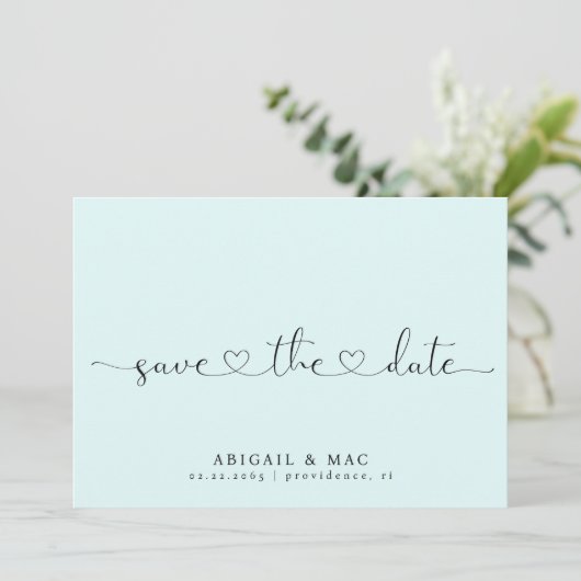Icy Blue Heart Font Bewaar de datum Save The Date (Staand voorkant)
