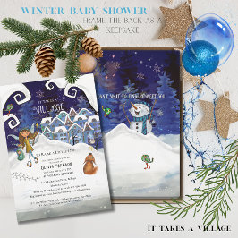 Icy Blue "Het Dorp" Winter Baby Shower Kaart
