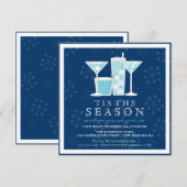 Icy Blue Holiday Snowflakes en Cocktail Party Kaart (Voorkant / Achterkant)