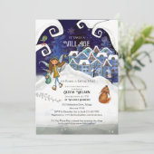 Icy Blue "It Takes a Village" Winter Baby Shower  Kaart (Staand voorkant)