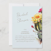 Icy Blue kleurrijke cactus bruids douche uitnodigi Kaart (Voorkant)