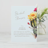 Icy Blue kleurrijke cactus bruids douche uitnodigi Kaart (Staand voorkant)