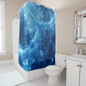 Icy Blue Magical Ice Crystal Snowflake Douchegordijn (In situ)