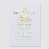 Icy Blue Magnetische Champagne Bruiloft Save the D Magnetische Uitnodiging (Voorkant)