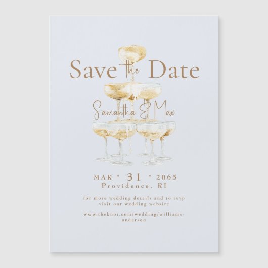 Icy Blue Magnetische Champagne Bruiloft Save the D Magnetische Uitnodiging (Voorkant)