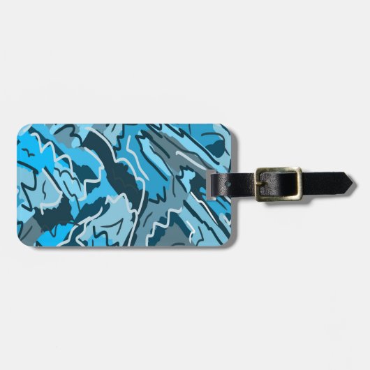 Icy Blue Marked Abstract Bagagelabel (Voorkant horizontaal)
